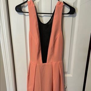 Hunter Bell Coral Midi Dress with Black Accents